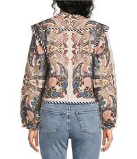 Farm Rio Sea Garden Scarf Print Long Sleeve Jacket