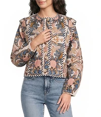 Farm Rio Sea Garden Scarf Print Long Sleeve Jacket