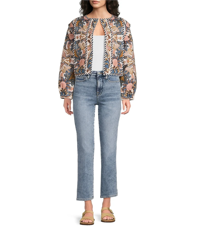 Farm Rio Sea Garden Scarf Print Long Sleeve Jacket