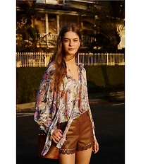 Farm Rio Sea Garden V-Neck Long Sleeve Blouse