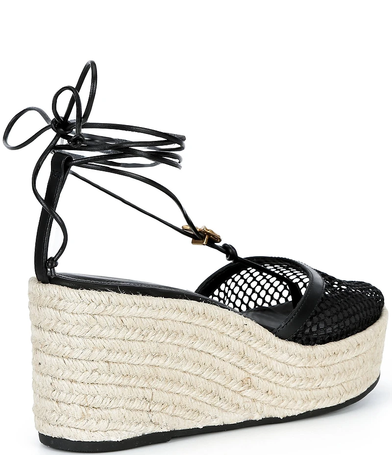 Farm Rio Sea Lace Up Ankle Wrap Ornamented Platform Wedge Espadrilles