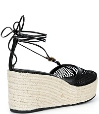 Farm Rio Sea Lace Up Ankle Wrap Ornamented Platform Wedge Espadrilles