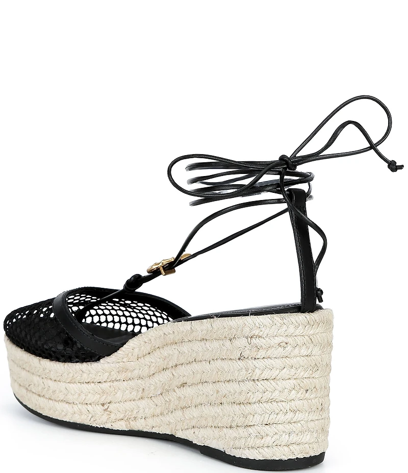 Farm Rio Sea Lace Up Ankle Wrap Ornamented Platform Wedge Espadrilles