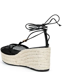Farm Rio Sea Lace Up Ankle Wrap Ornamented Platform Wedge Espadrilles