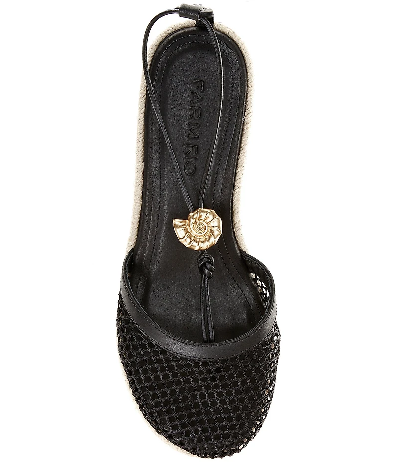 Farm Rio Sea Lace Up Ankle Wrap Ornamented Platform Wedge Espadrilles
