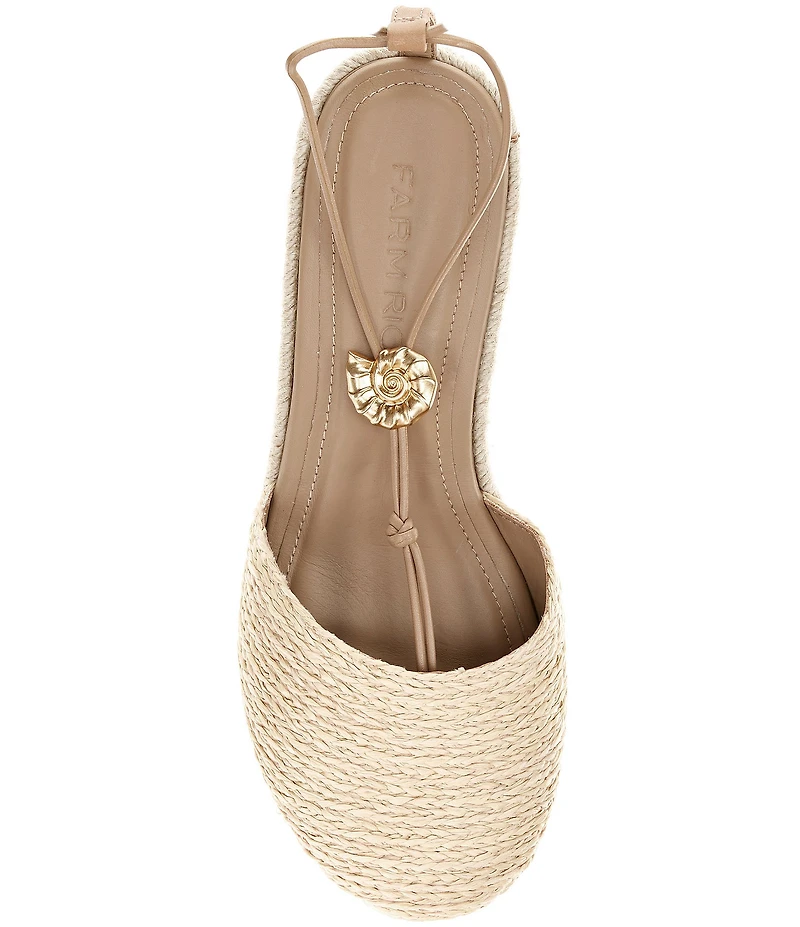 Farm Rio Sea Lace Up Ankle Wrap Raffia Ornamented Platform Wedge Espadrilles