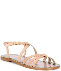 Farm Rio Spring Leather Strappy Flat Sandals