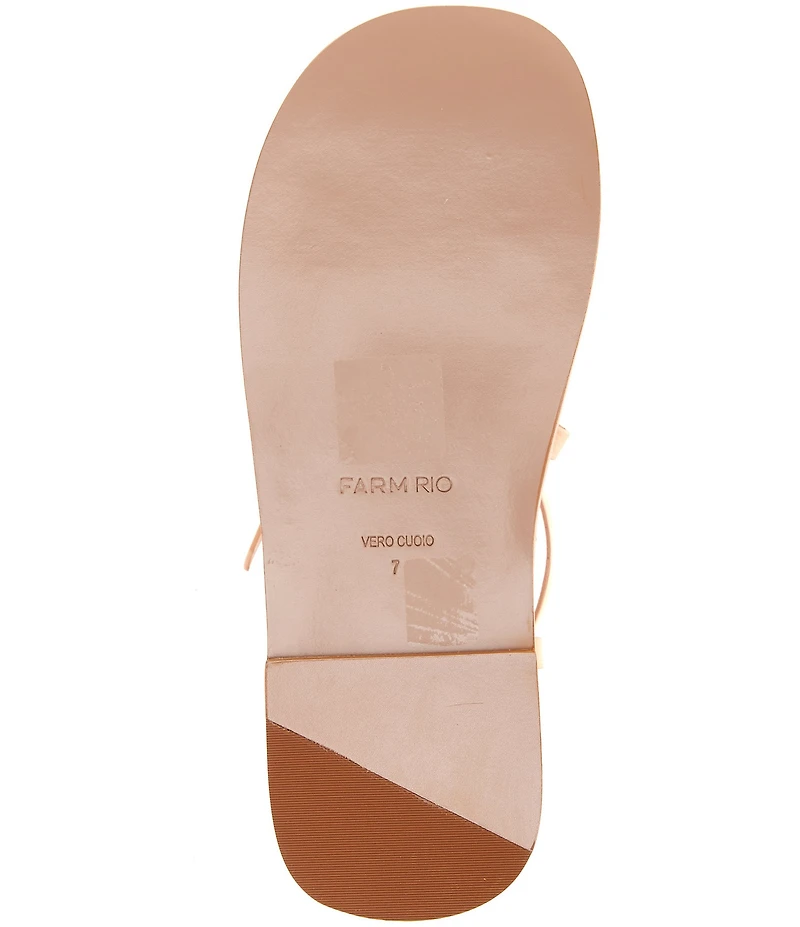 Farm Rio Spring Leather Strappy Flat Sandals