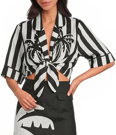 Farm Rio Spring Stripe Short Sleeve Crop Top