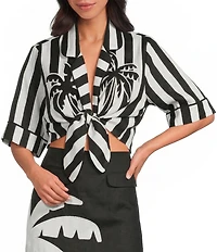 Farm Rio Spring Stripe Short Sleeve Crop Top