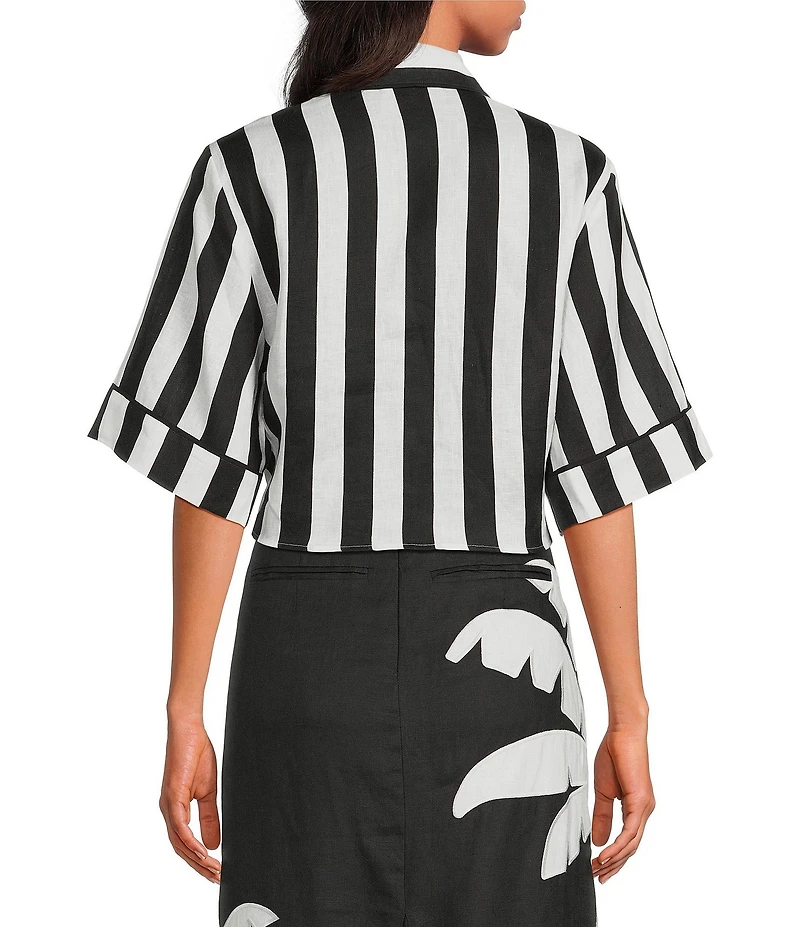 Farm Rio Spring Stripe Short Sleeve Crop Top