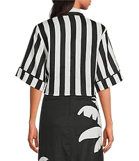 Farm Rio Spring Stripe Short Sleeve Crop Top