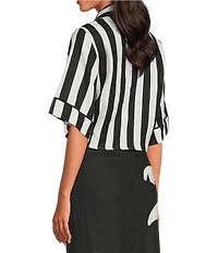 Farm Rio Spring Stripe Short Sleeve Crop Top