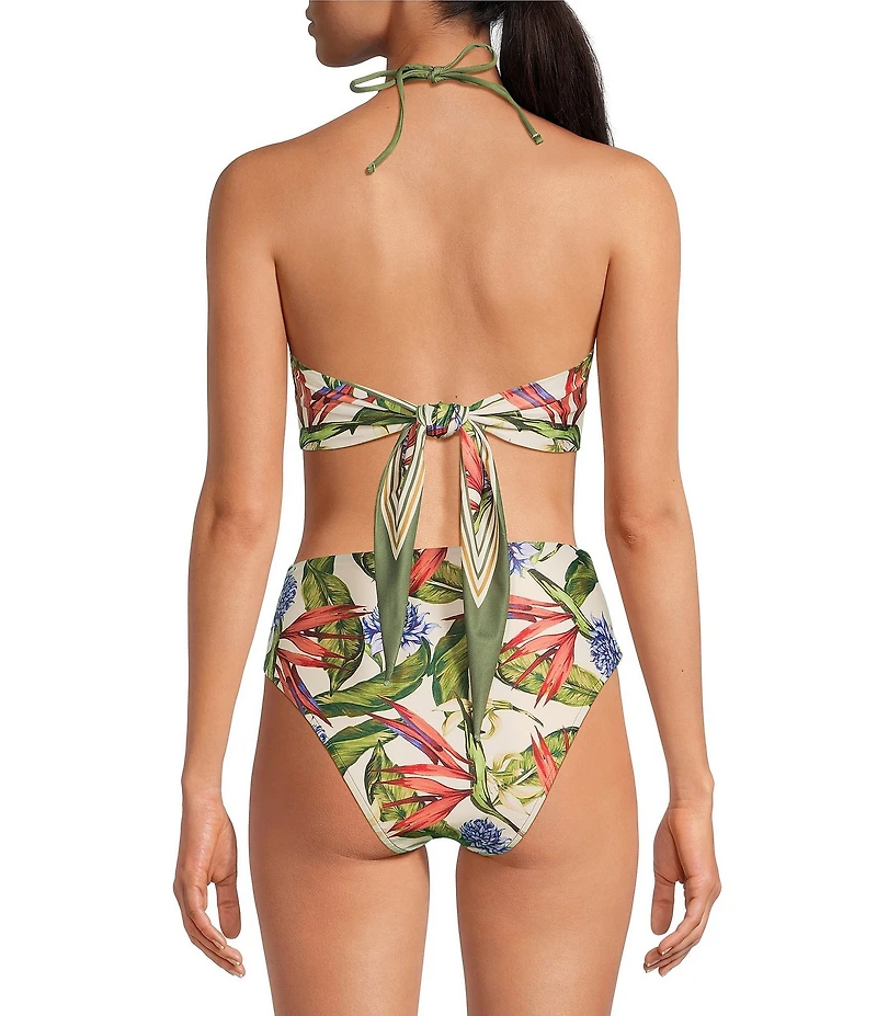 Farm Rio Strilitzia Light Blush Print Halter One Piece Swimsuit