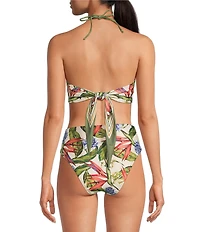 Farm Rio Strilitzia Light Blush Print Halter One Piece Swimsuit