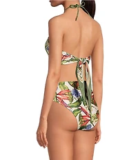 Farm Rio Strilitzia Light Blush Print Halter One Piece Swimsuit