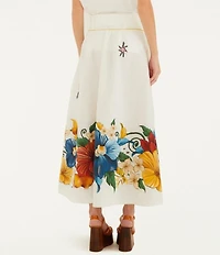 Farm Rio Tropi Embroidered Linen Maxi Skirt