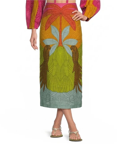 Farm Rio Usiacuri Floral Print High Rise Linen Maxi Skirt
