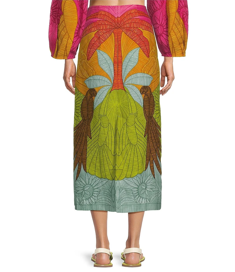 Farm Rio Usiacuri Floral Print High Rise Linen Maxi Skirt