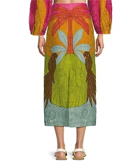 Farm Rio Usiacuri Floral Print High Rise Linen Maxi Skirt