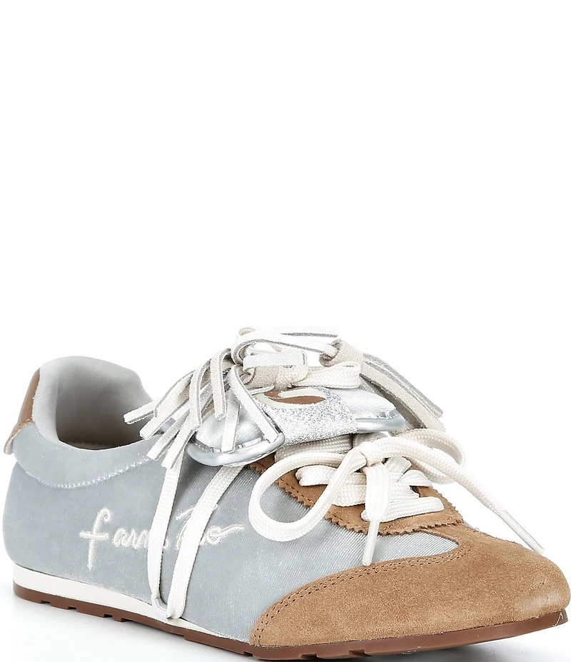 Farm Rio Velvet Lace Up Ballet Flat Sneakers