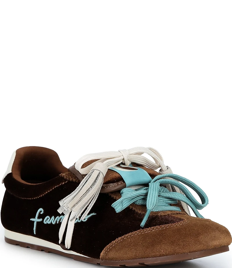 Farm Rio Velvet Lace Up Ballet Flat Sneakers