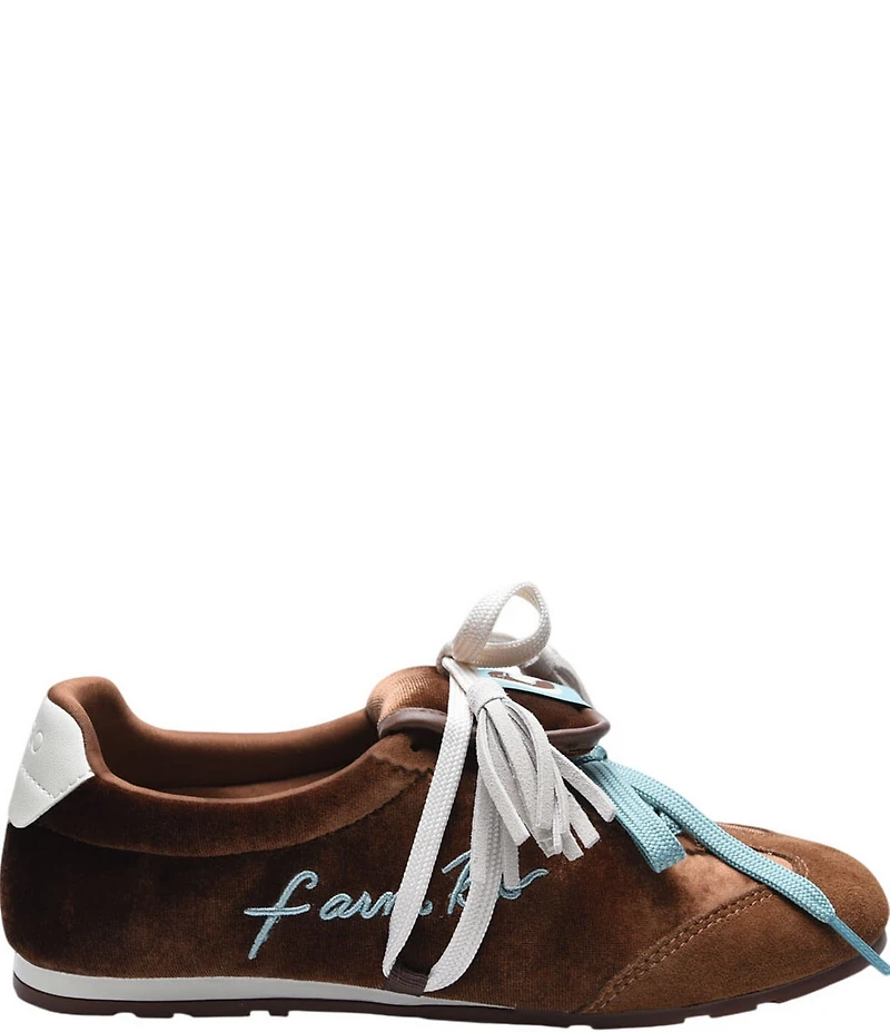 Farm Rio Velvet Lace Up Ballet Flat Sneakers