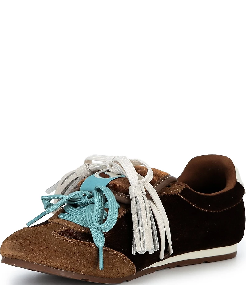 Farm Rio Velvet Lace Up Ballet Flat Sneakers