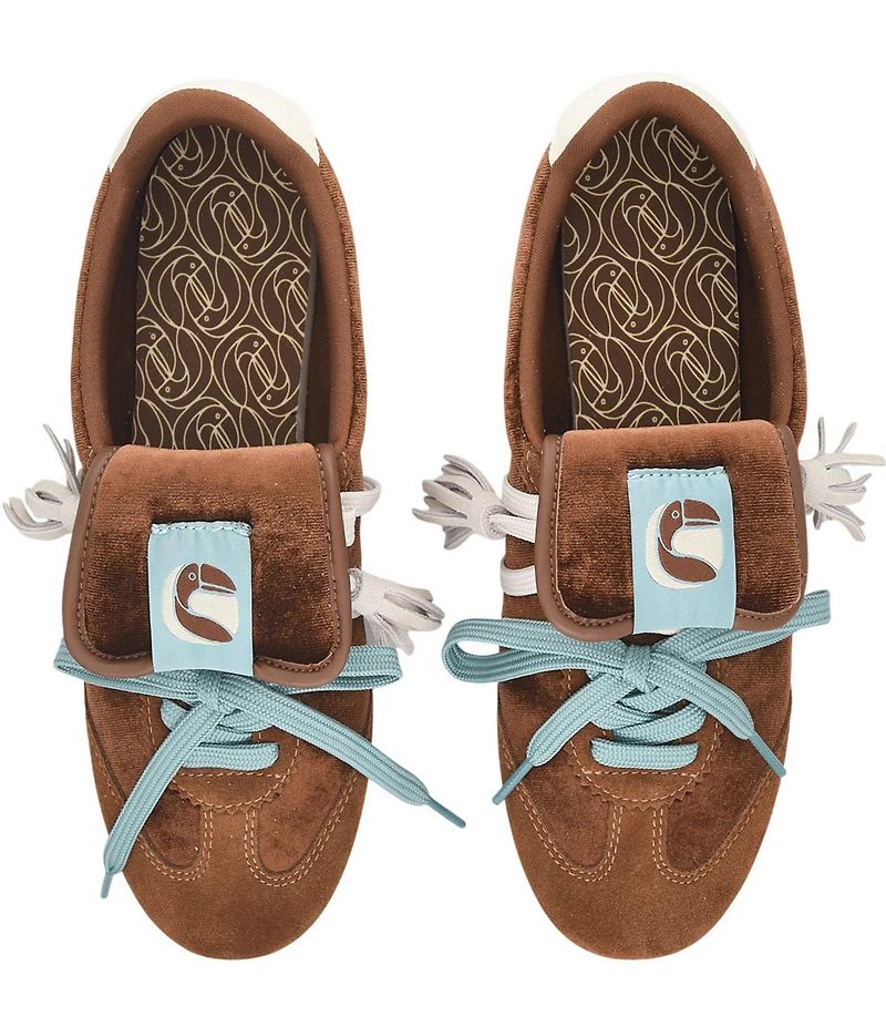 Farm Rio Velvet Lace Up Ballet Flat Sneakers