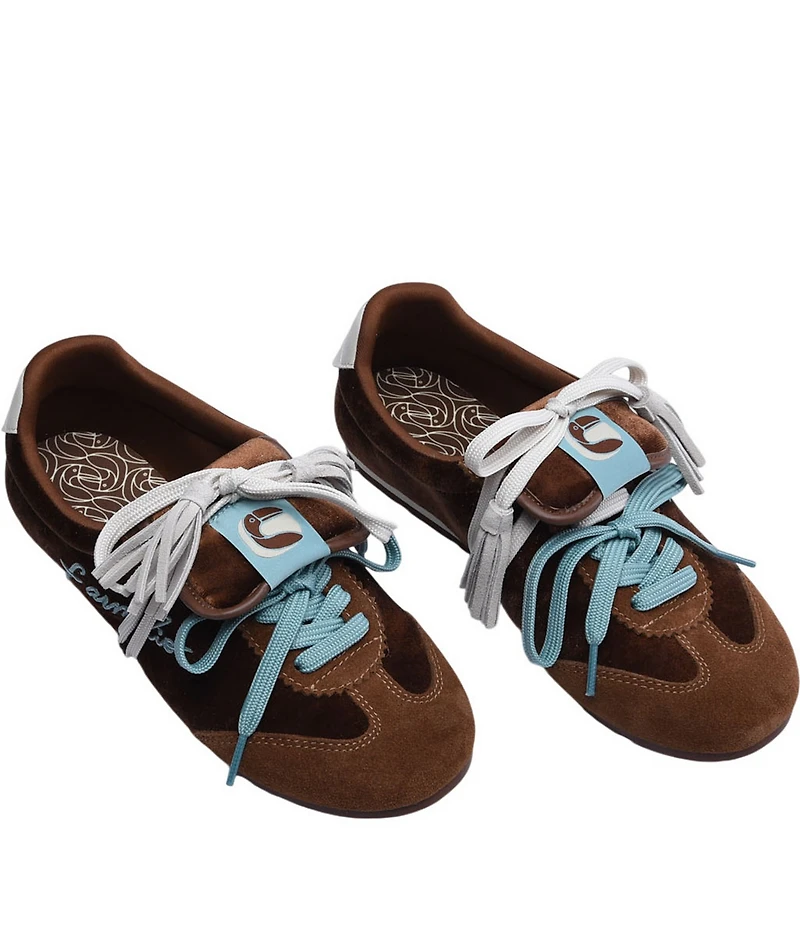 Farm Rio Velvet Lace Up Ballet Flat Sneakers