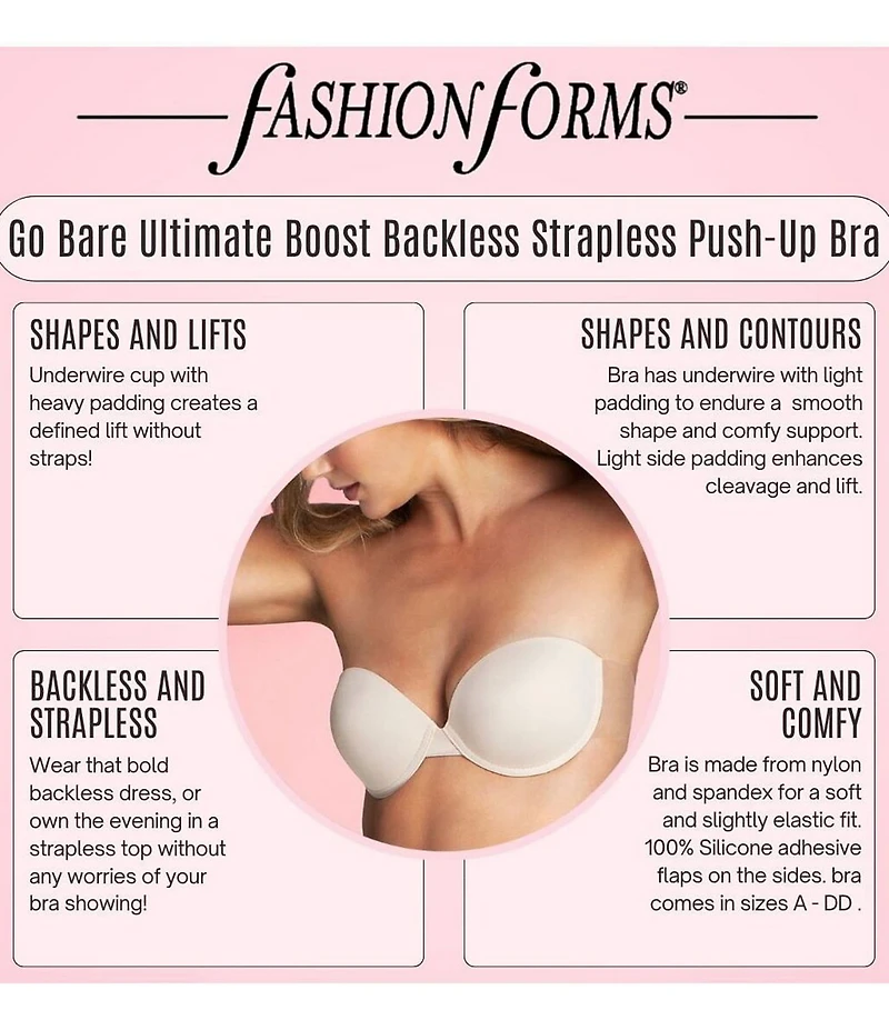 Fashion Forms Go Bare Ultimate Boost Backless Strapless Push-Up Bra