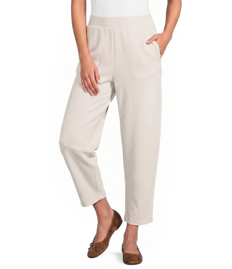 Feather Gray Barrel Leg Pull-On Crop Pants