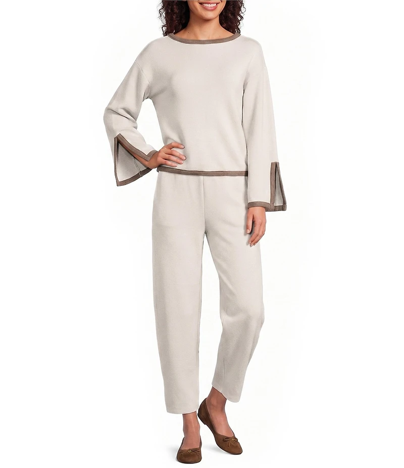 Feather Gray Barrel Leg Pull-On Crop Pants