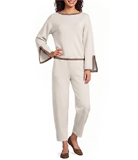 Feather Gray Barrel Leg Pull-On Crop Pants