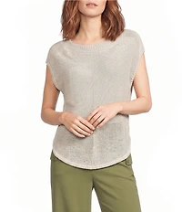 Feather Gray Boat Neck Cap Sleeve Sweater