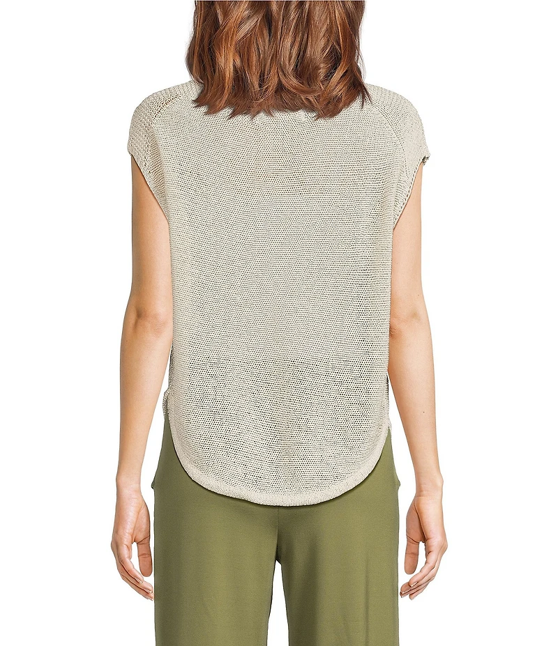 Feather Gray Boat Neck Cap Sleeve Sweater