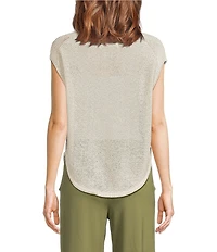 Feather Gray Boat Neck Cap Sleeve Sweater