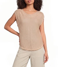 Feather Gray Boat Neck Cap Sleeve Sweater