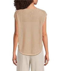 Feather Gray Boat Neck Cap Sleeve Sweater