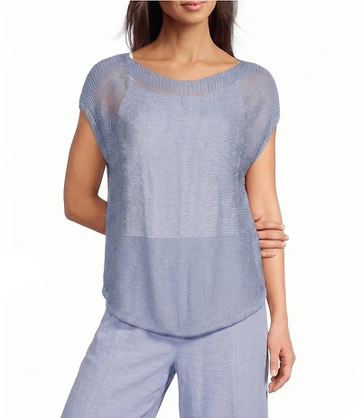 Feather Gray Boat Neck Cap Sleeve Sweater