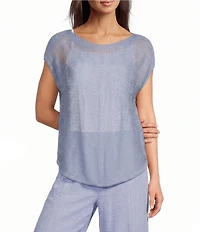 Feather Gray Boat Neck Cap Sleeve Sweater