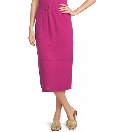 Feather Gray Cotton-Blend A-Line Midi Skirt