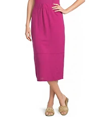 Feather Gray Cotton-Blend A-Line Midi Skirt