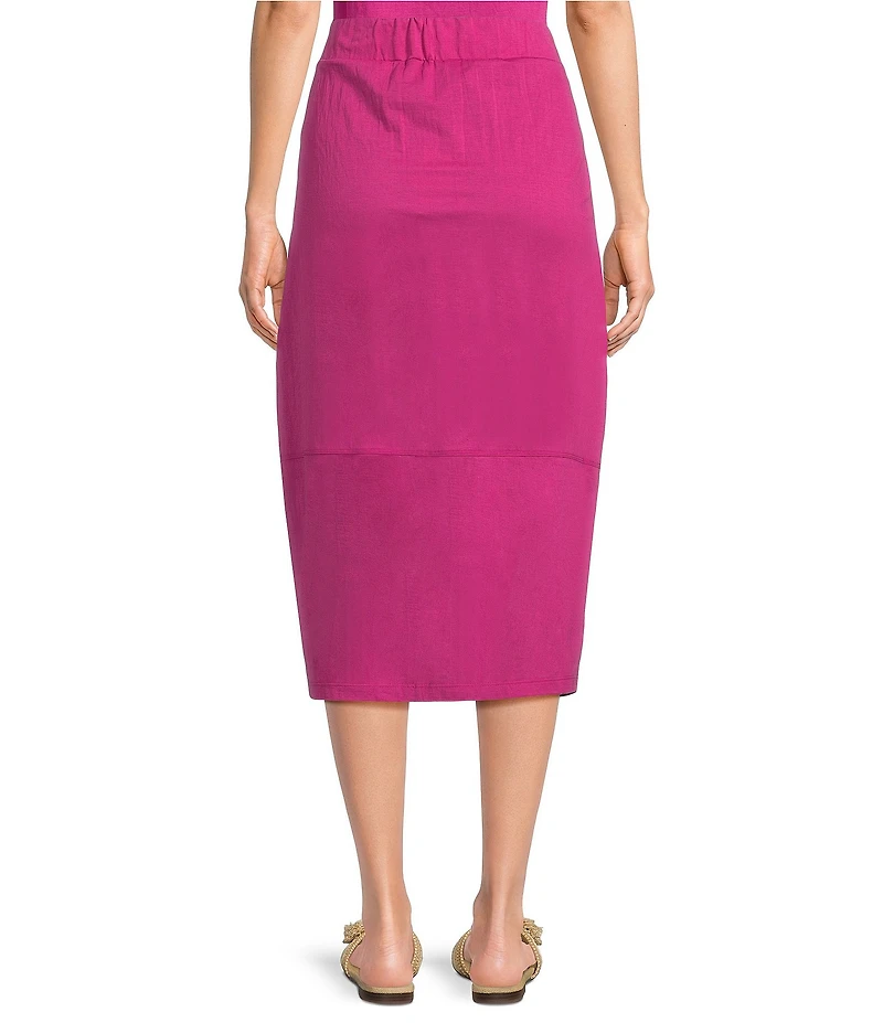 Feather Gray Cotton-Blend A-Line Midi Skirt