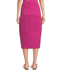 Feather Gray Cotton-Blend A-Line Midi Skirt