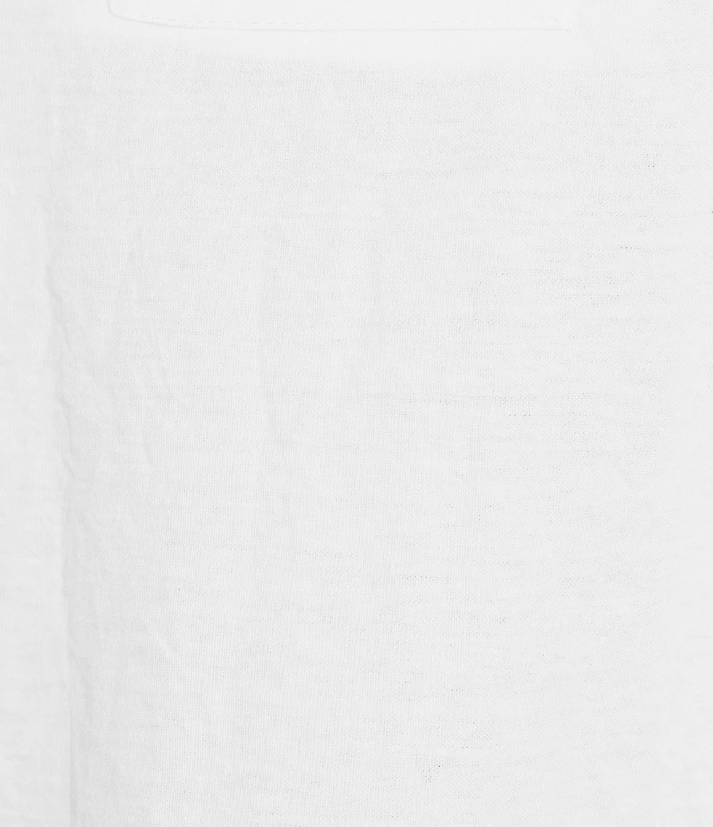 Feather Gray Cotton-Blend Crinkle Knit Collared V-Neck Elbow Sleeve Top