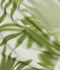 Feather Gray Cotton-Blend Shadow Palm Print Ruched Fitted Maxi Dress