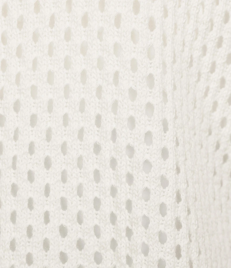 Feather Gray Cotton Blend V-Neck Short Sleeve Button Front Open Stitch Cardigan