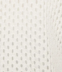 Feather Gray Cotton Blend V-Neck Short Sleeve Button Front Open Stitch Cardigan