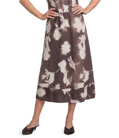 Feather Gray Crinkle Knit Cotton Blend A-Line Midi Coordinating Skirt